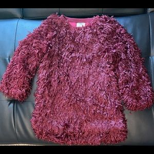 Girls Maroon Feathered Dress
